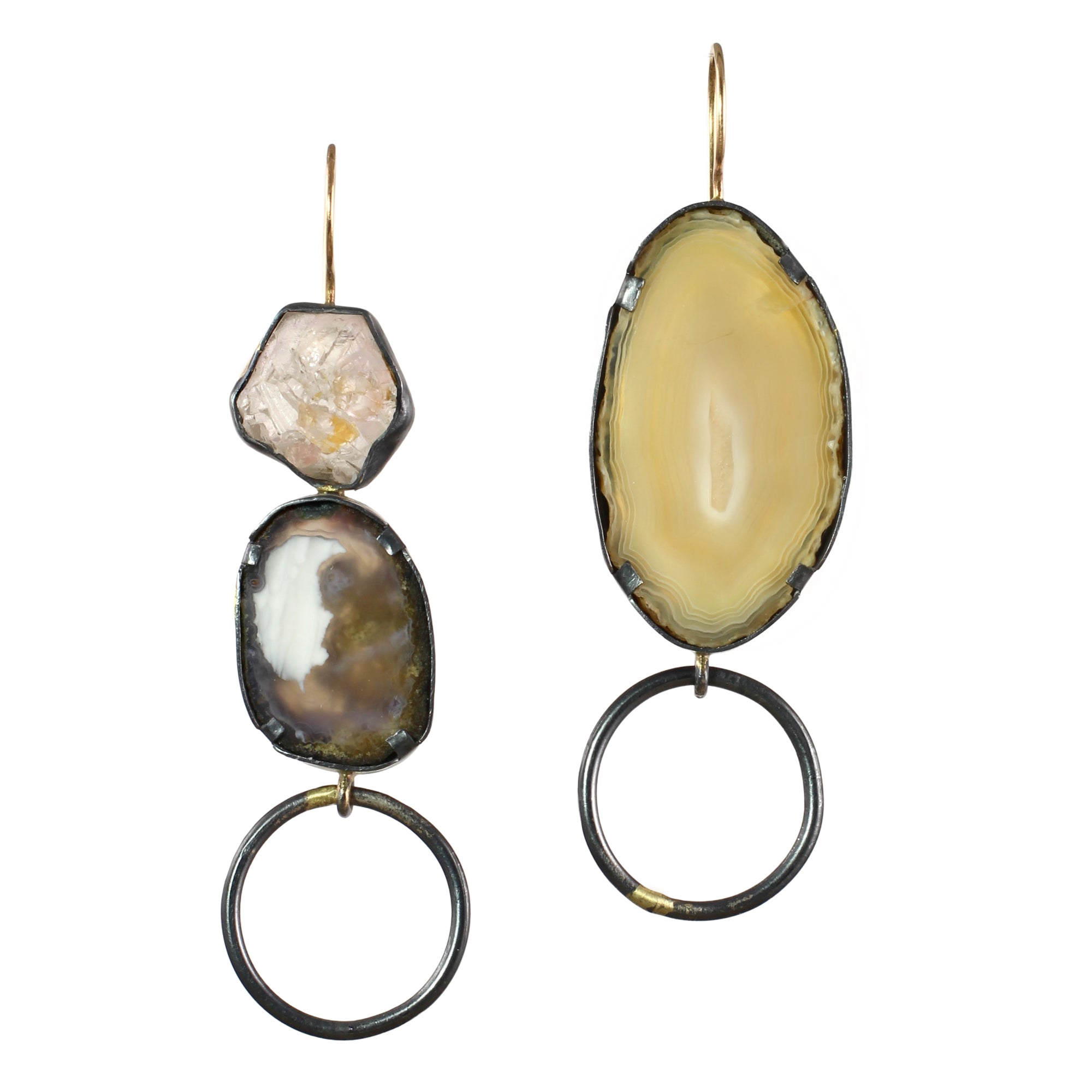 Stone Combo Earrings with 14k Gold