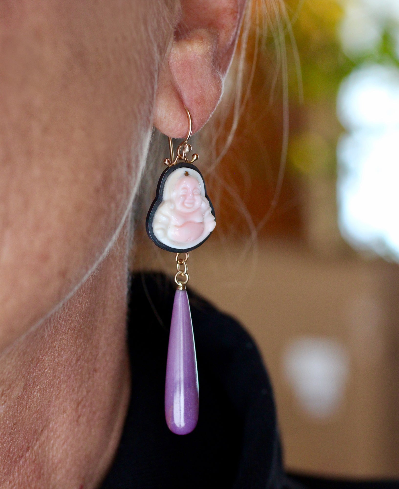 Happy Buddha Earrings with 14k Gold - Limited Edition