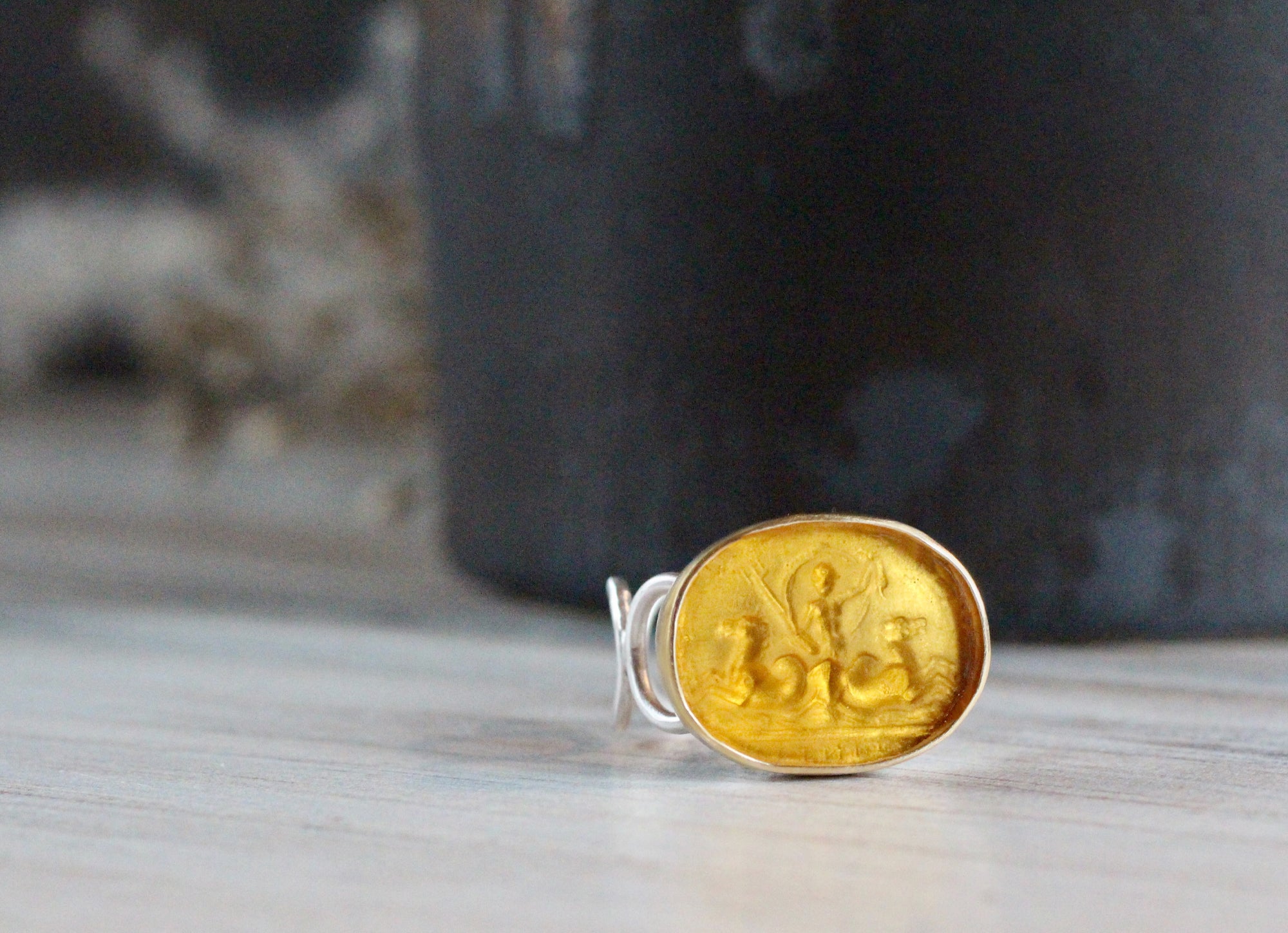 Poseidon Ring in Sterling Silver & 14k Gold