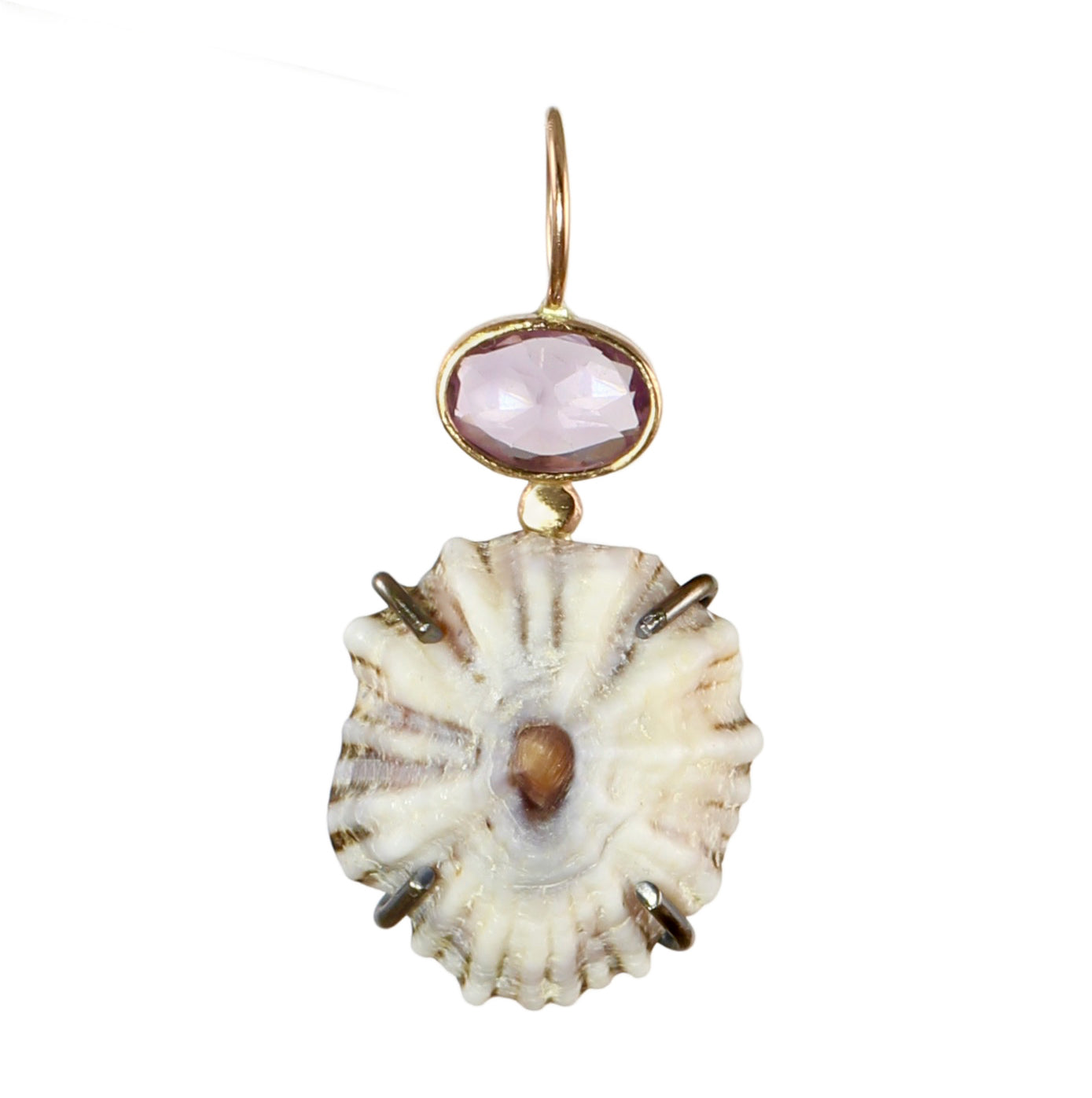 Hawaiian Limpet & Amethyst Charm with 14k Gold