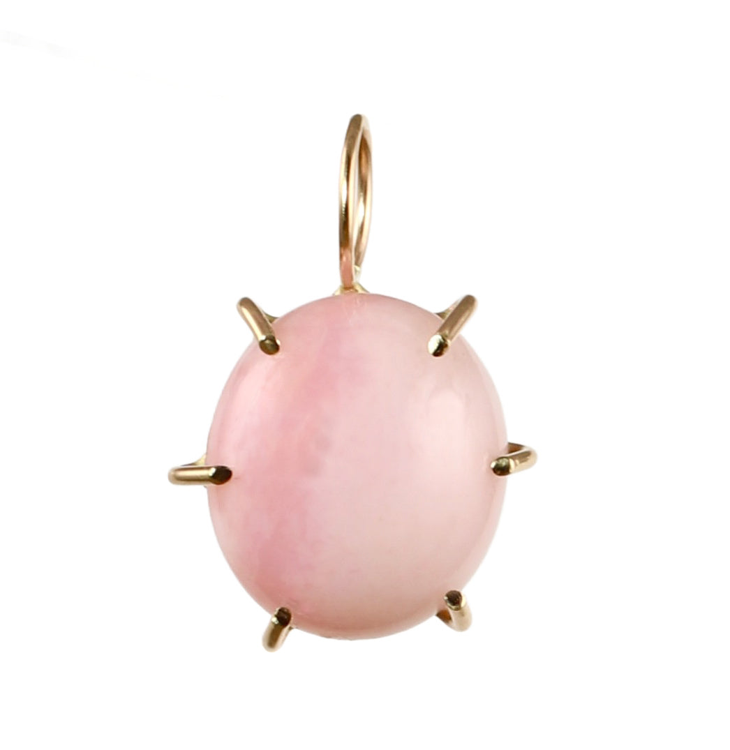 Pink Opal Charm in 14k Gold