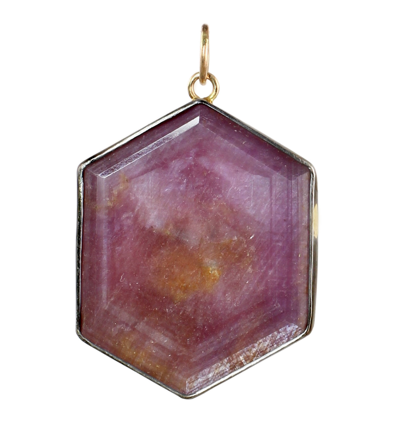 Pink Sapphire Slice Pendant with 14k Gold