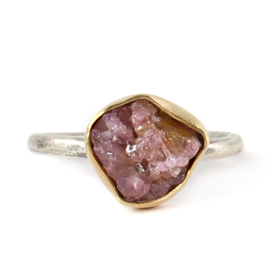 Spinel Stacking Ring in Sterling Silver & 14k Gold