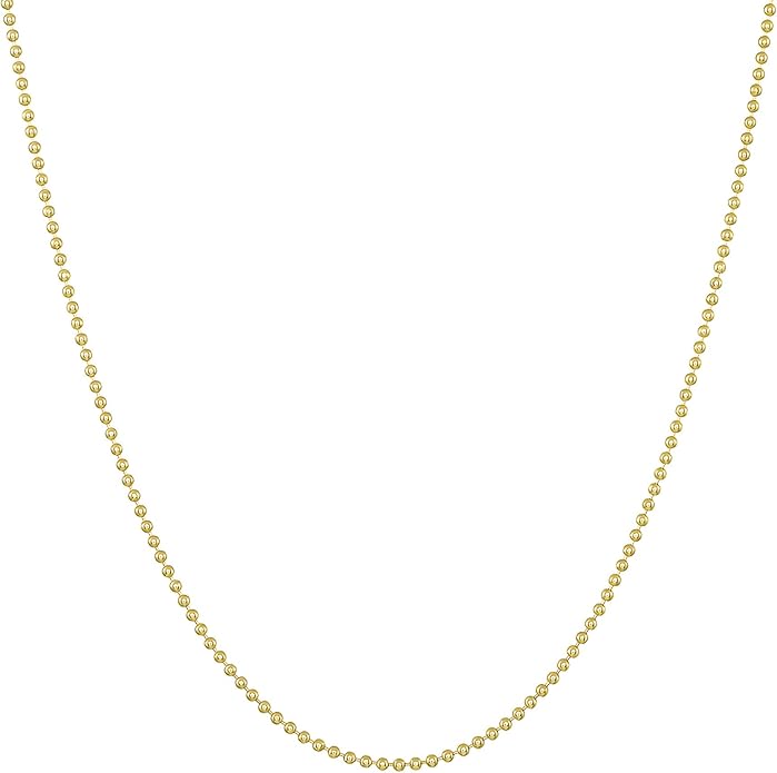 14k Gold Beaded Ball Chain Necklace