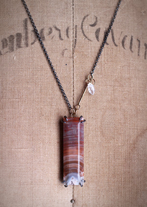 Botswana Agate & Herkimer Diamond Necklace with 14k Gold