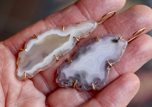 Mismatched Agate Earrings with 14k Gold
