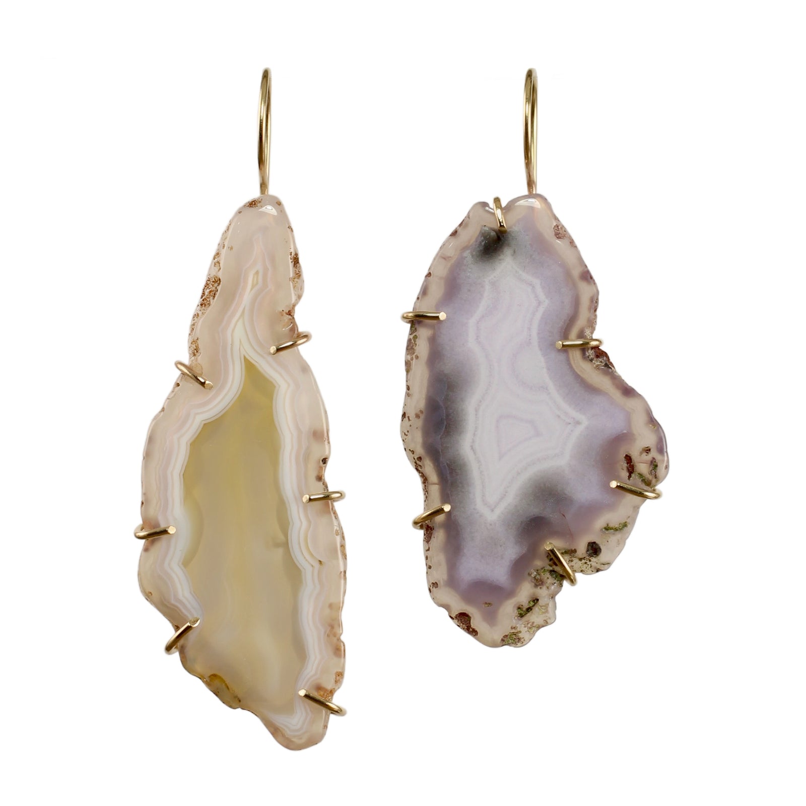 Mismatched Agate Earrings with 14k Gold