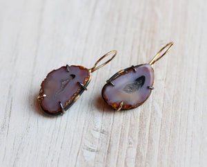 Colorful Achat Agate Earrings with 14k Gold