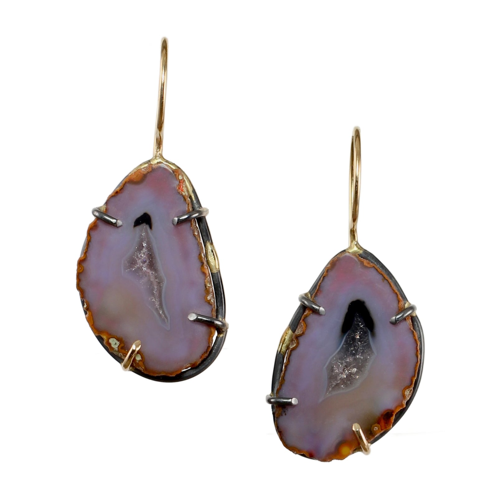 Colorful Achat Agate Earrings with 14k Gold