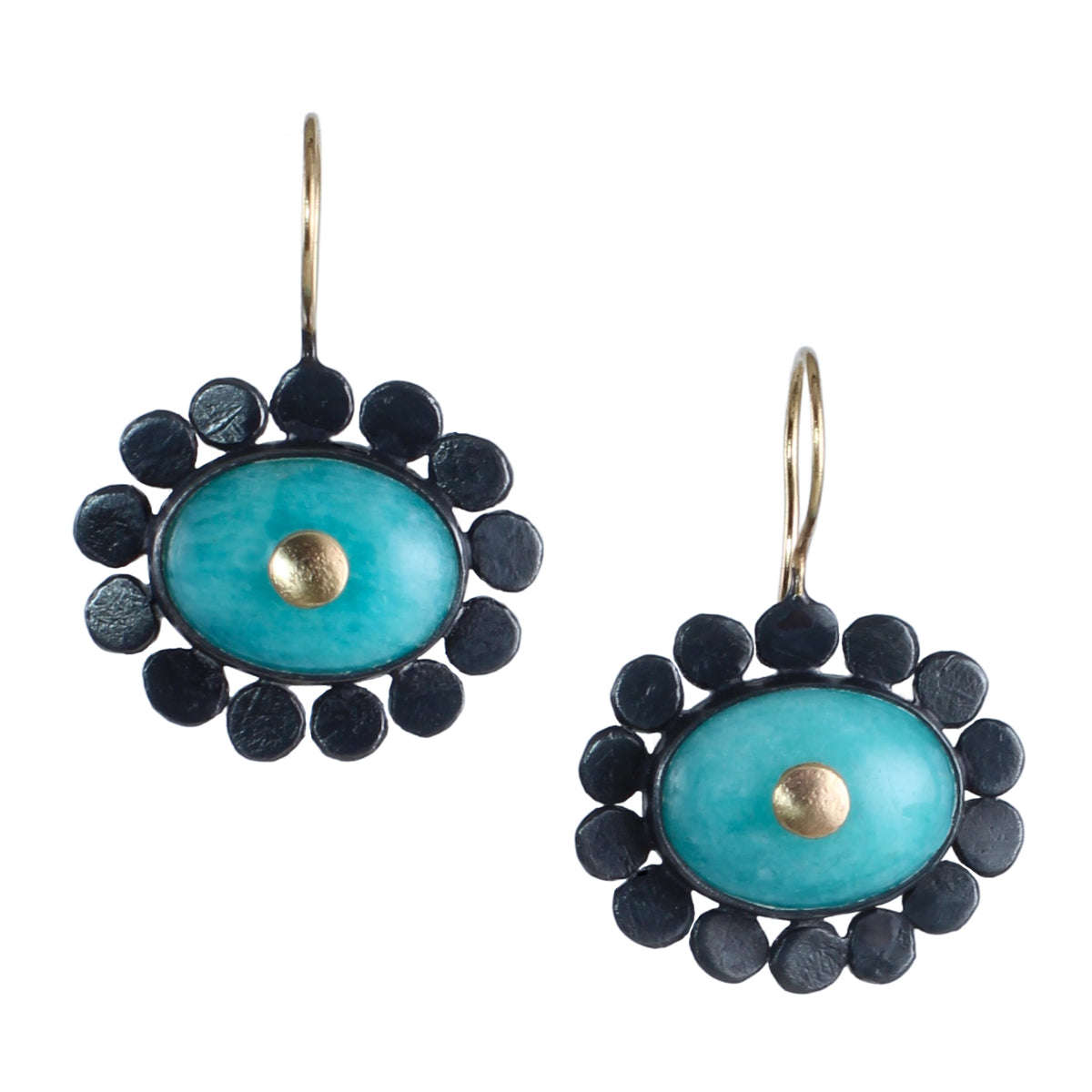 Amazonite Eye Earrings with 14k Gold