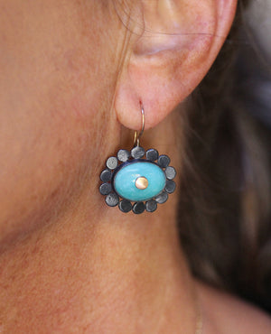 Amazonite Eye Earrings with 14k Gold