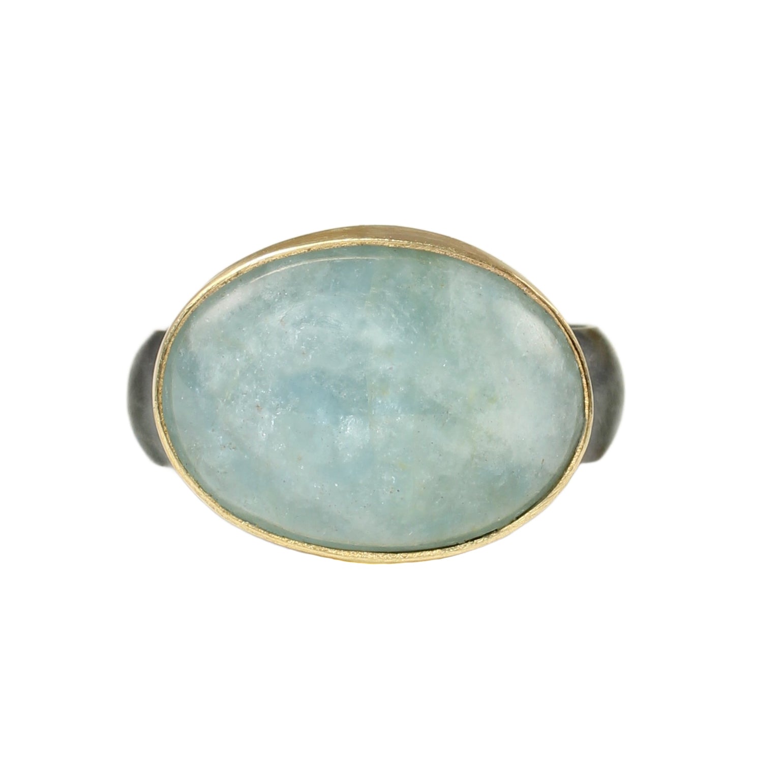 Aquamarine Ring in Sterling Silver & 14k Gold