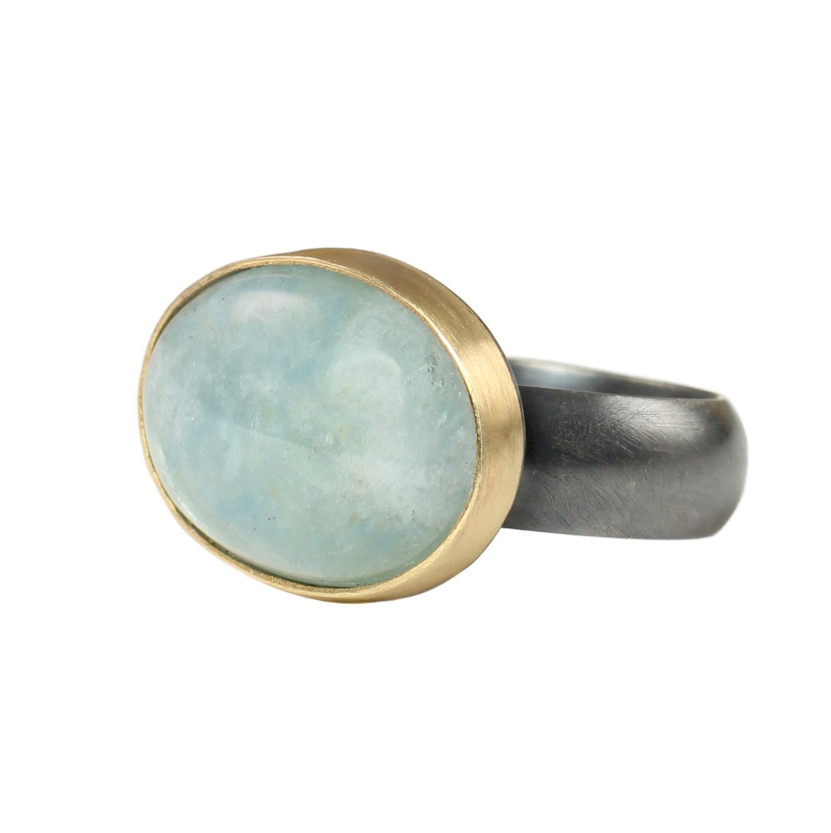 Aquamarine Ring in Sterling Silver & 14k Gold