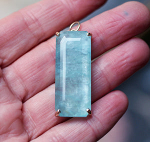 Icy Aquamarine Statement Pendant with 14k Gold