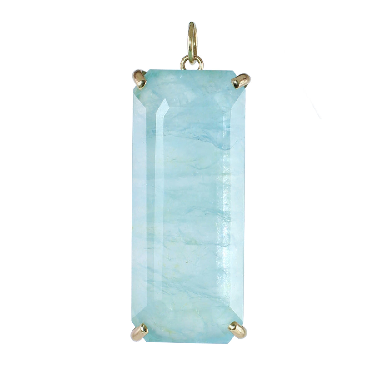 Icy Aquamarine Statement Pendant with 14k Gold