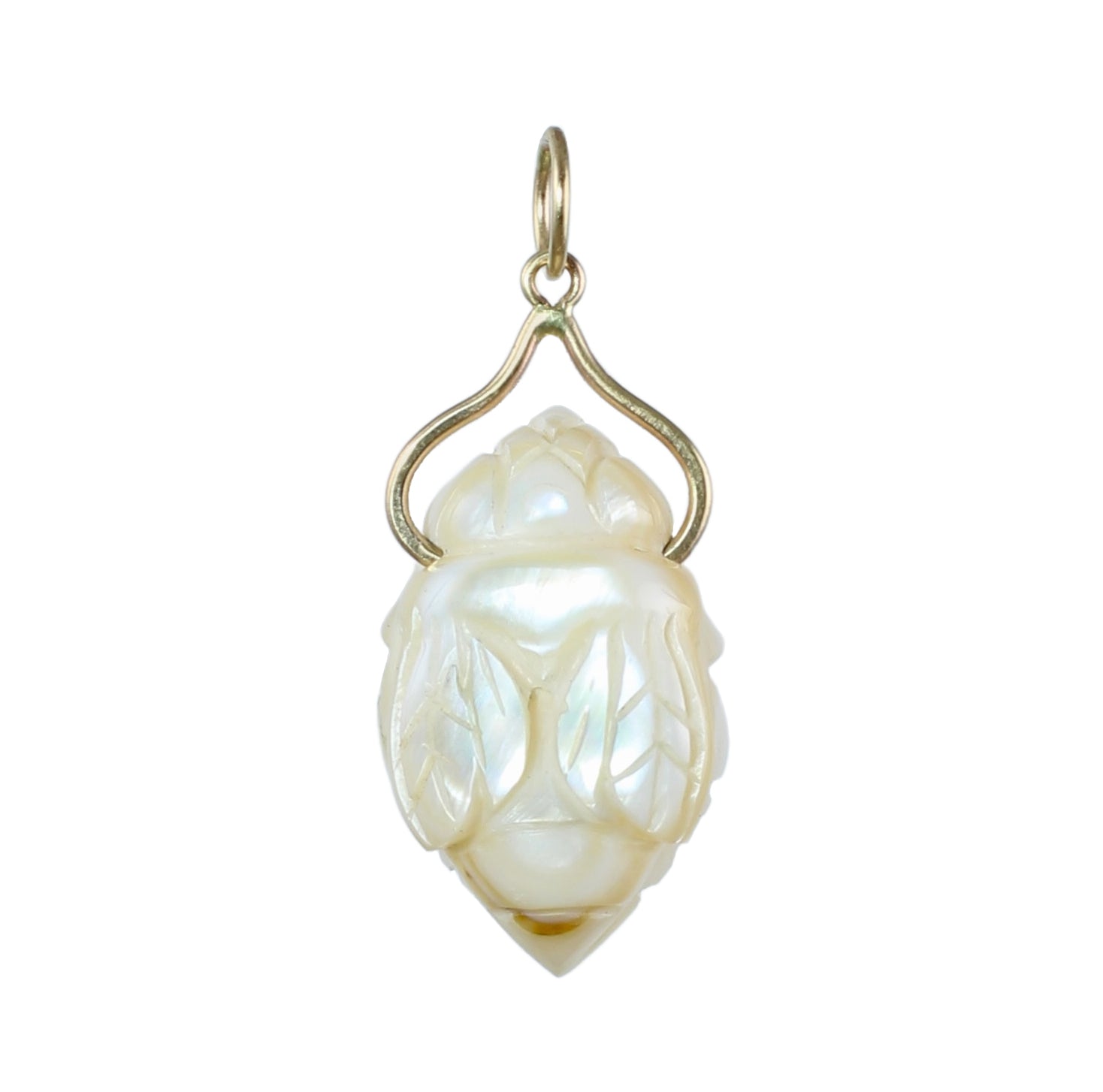 Sweet Devotion - Mother of Pearl Bee Charm in Recycled 14k Gold