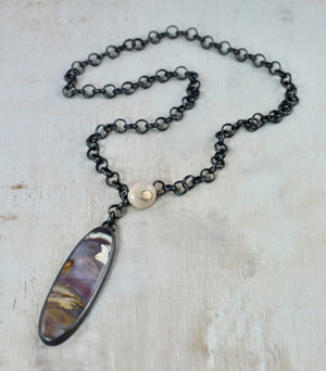 Nightfall Jasper & Shell Necklace with 14k Gold