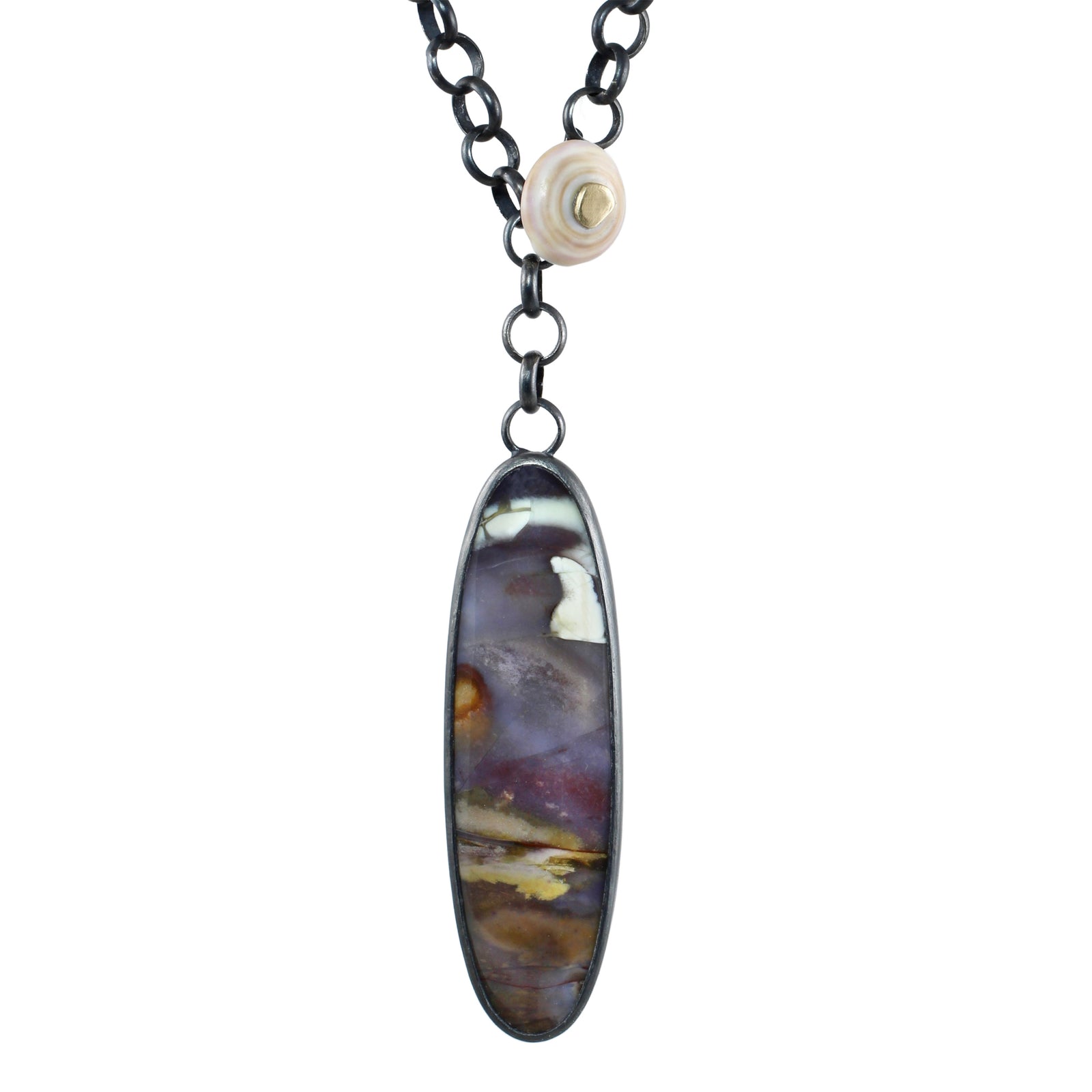 Nightfall Jasper & Shell Necklace with 14k Gold