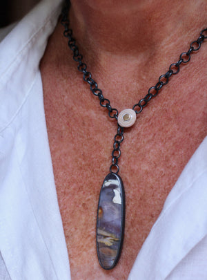 Nightfall Jasper & Shell Necklace with 14k Gold