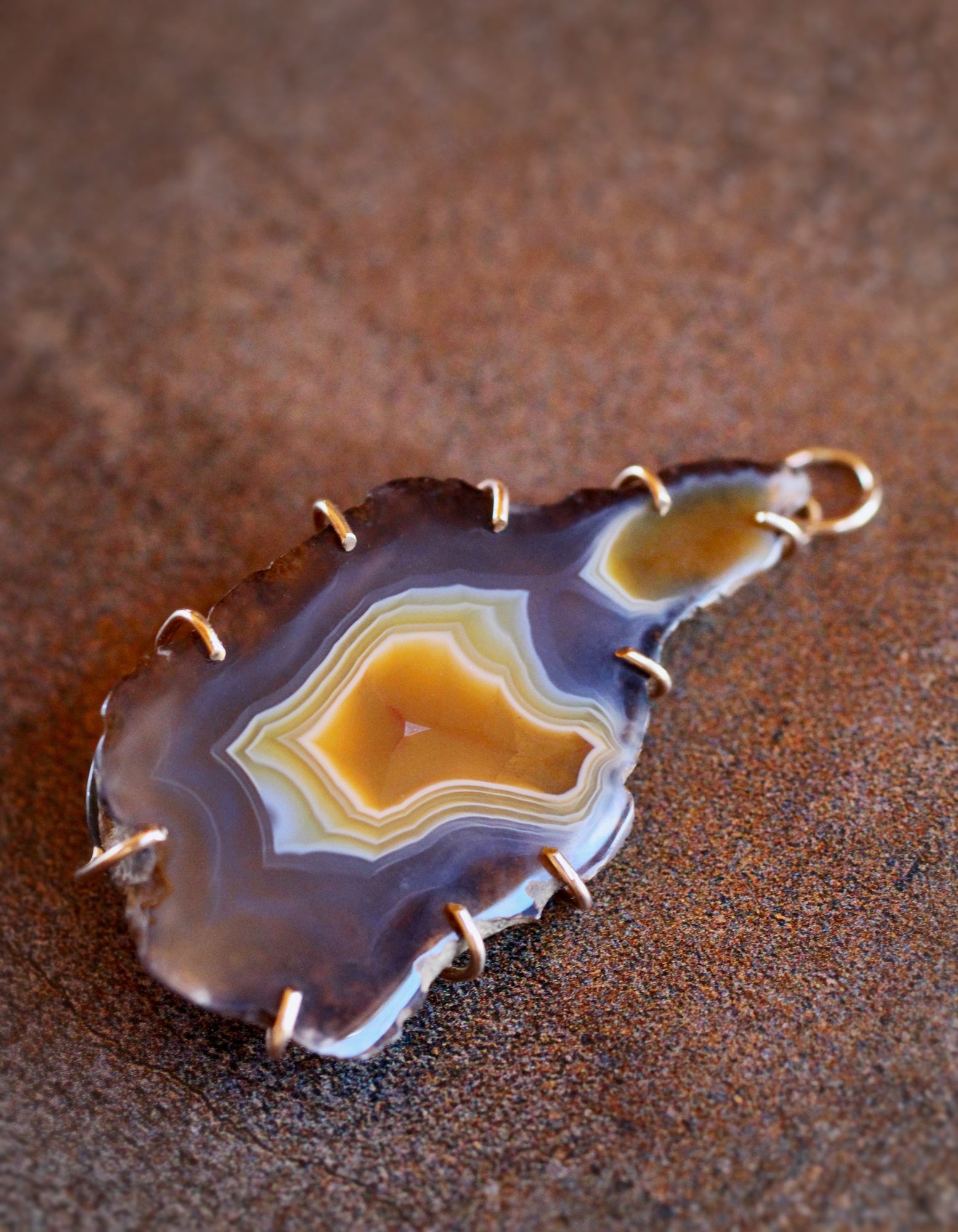 Echoes of the Earth Agate Pendant with 14k Gold