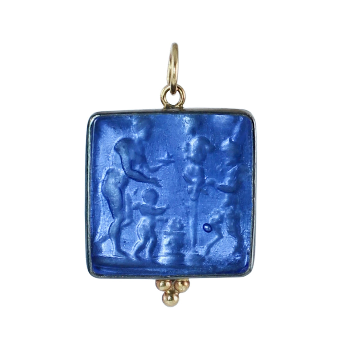 Gathering for Pan Venetian Glass Intaglio Pendant with 14k Gold