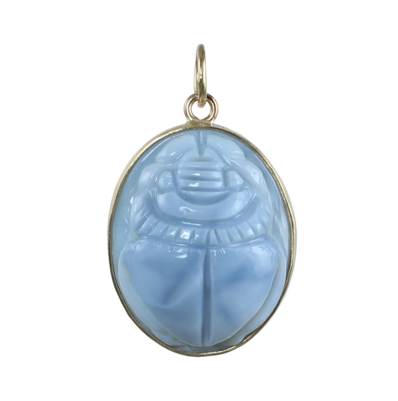 Blue Opal Scarab Pendant in Sterling Silver & 14k Gold