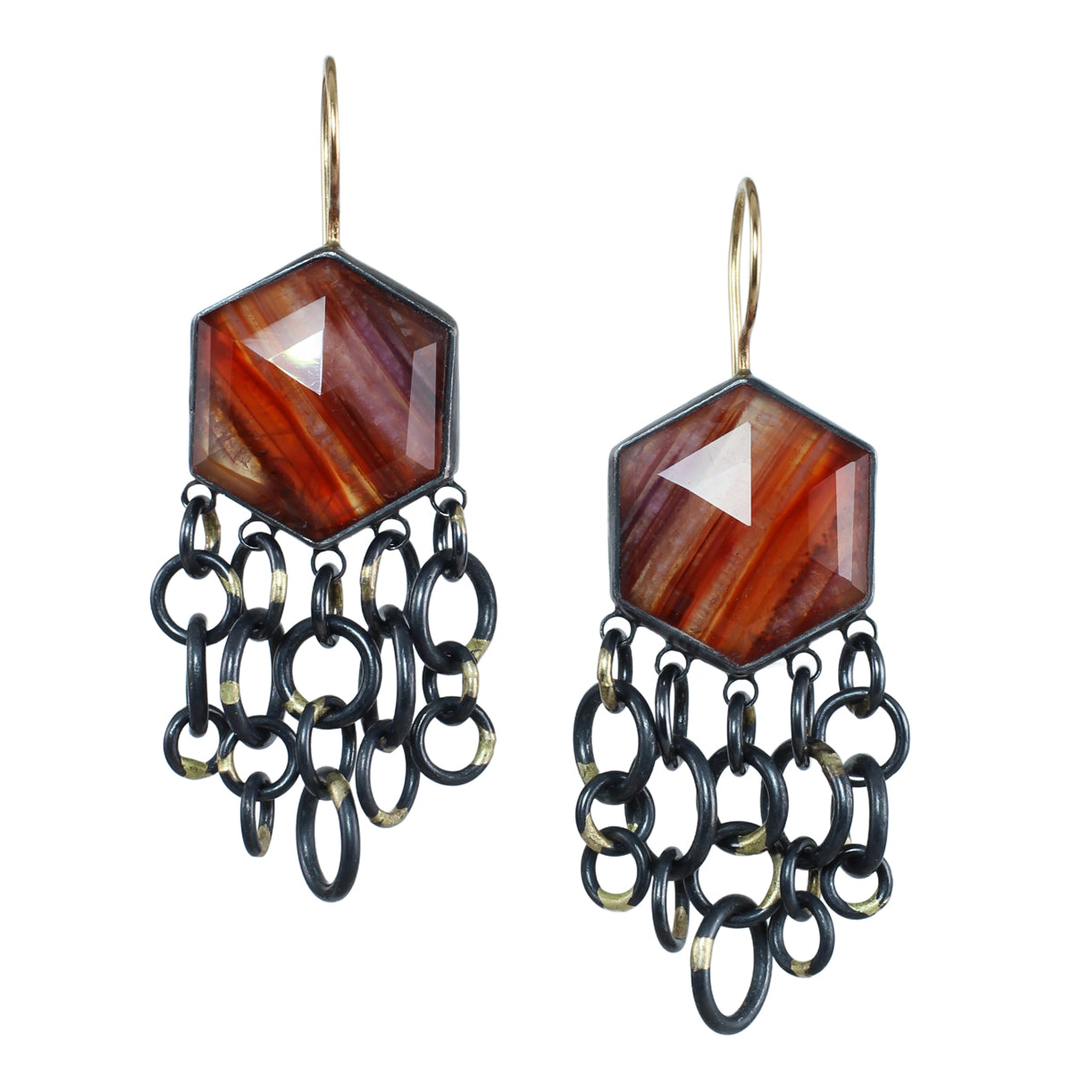 Botswana Agate Double Take Earrings with 14k Gold
