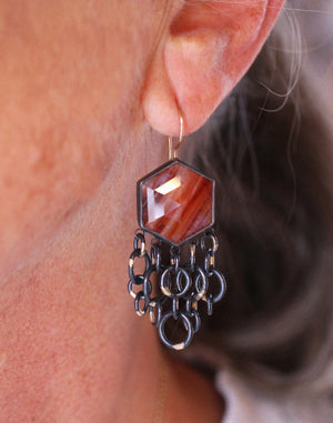 Botswana Agate Double Take Earrings with 14k Gold
