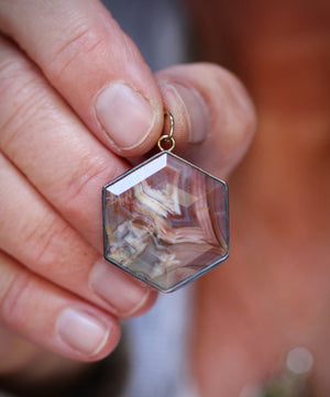 Botswana Agate Pendant with Recycled 14k Gold