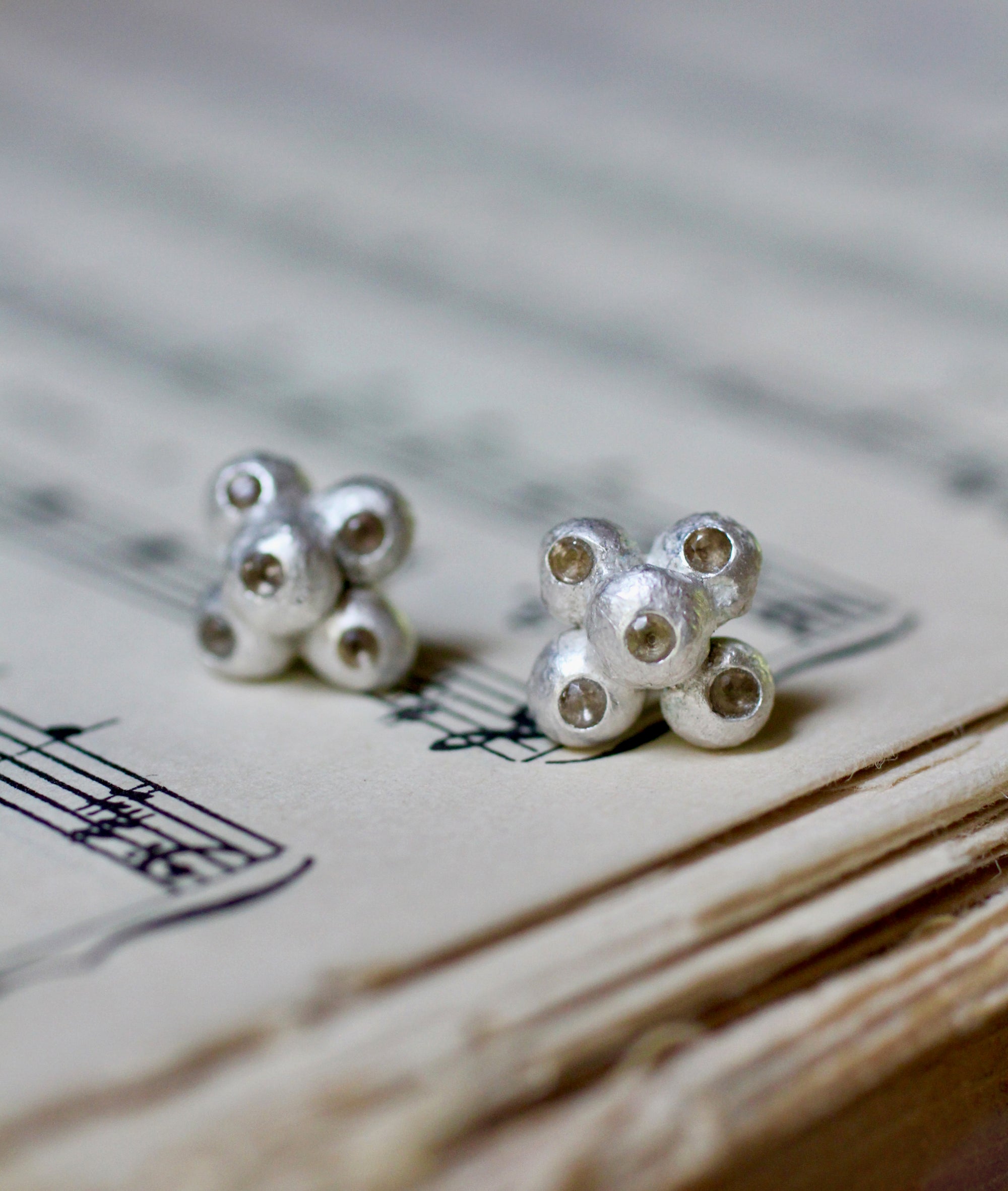 Bauble Studs with Smokey Quartz