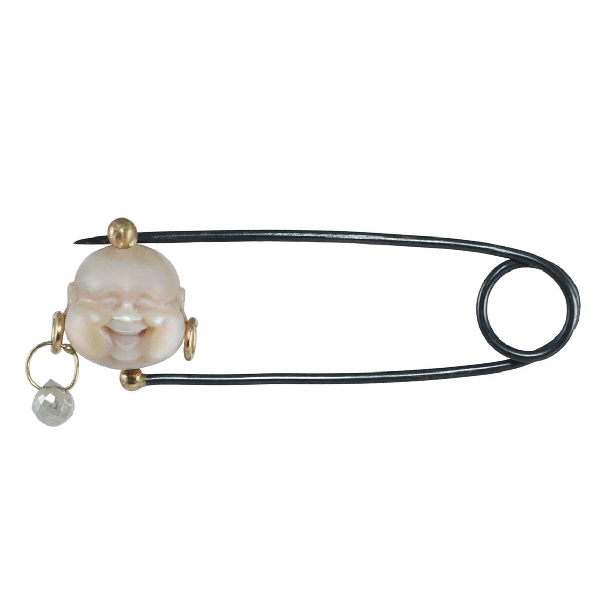 Pearl Buddha & Silver Diamond Fibula