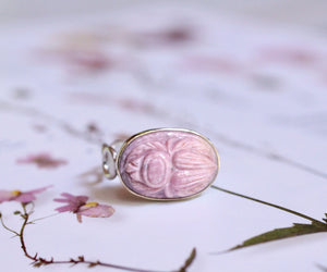 Rhodochrosite Scarab Ring in Sterling Silver & 14k Gold