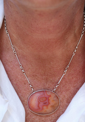 Matte Carnelian & Sterling Silver Necklace
