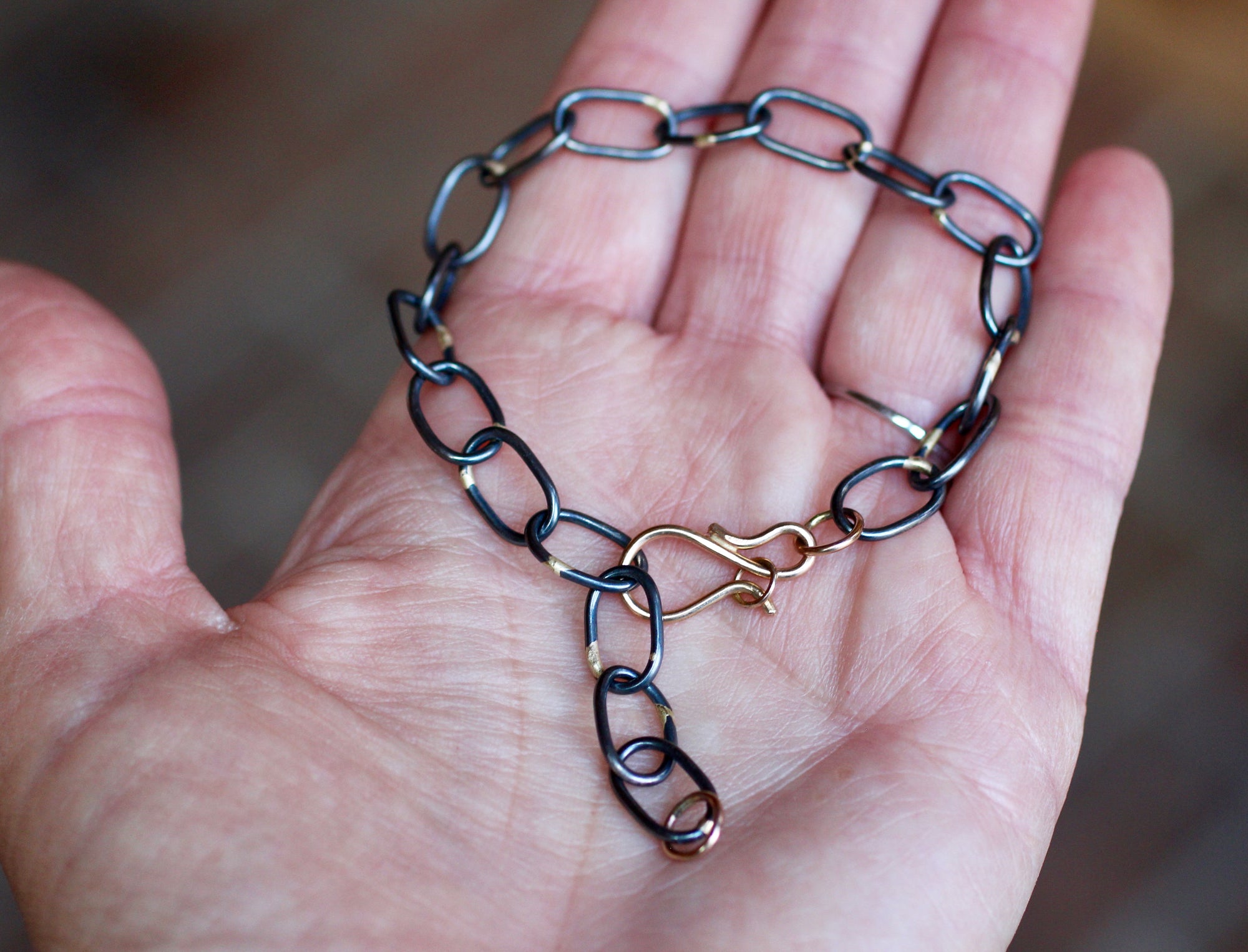 Mixed Metal Chunky Chain Bracelet with 14k - Made to Order