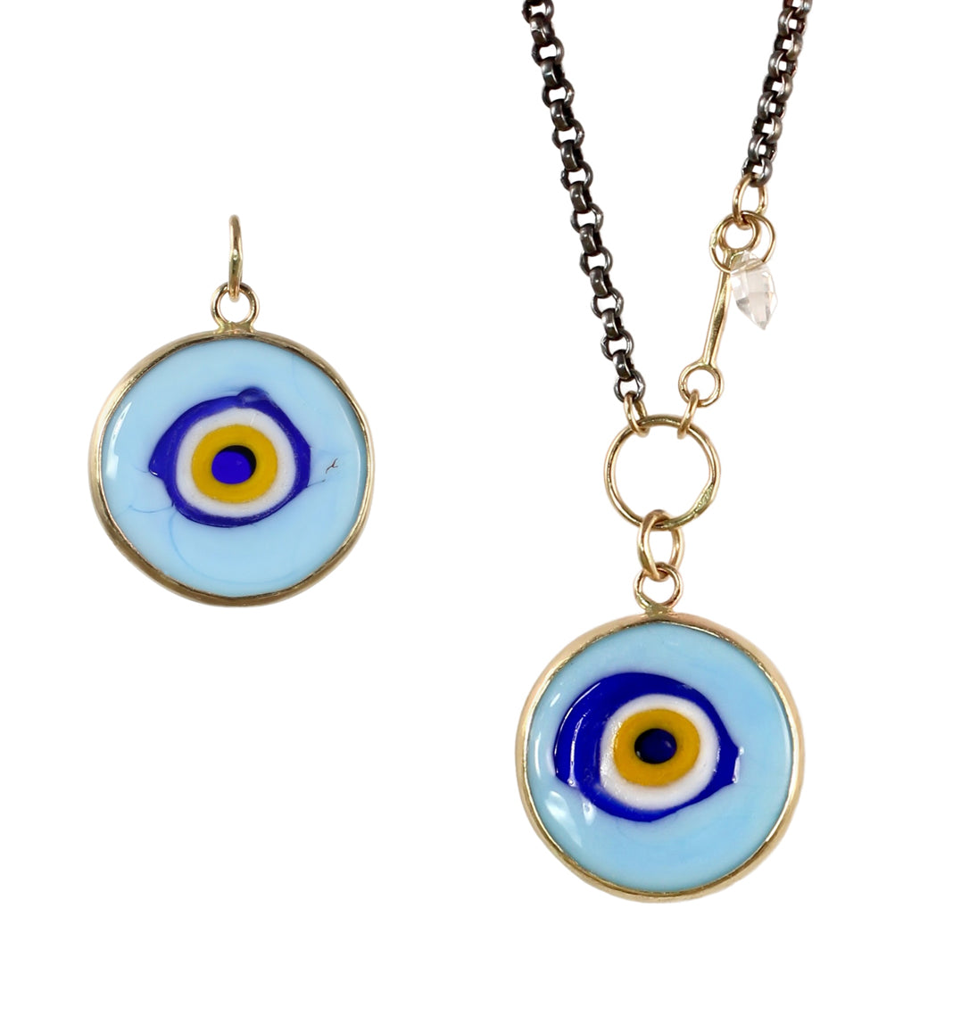 Murano Glass Evil Eye Charm in 14k Gold in Blue - Limited Edition