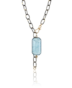Aquamarine Statement Pendant with 14k Gold