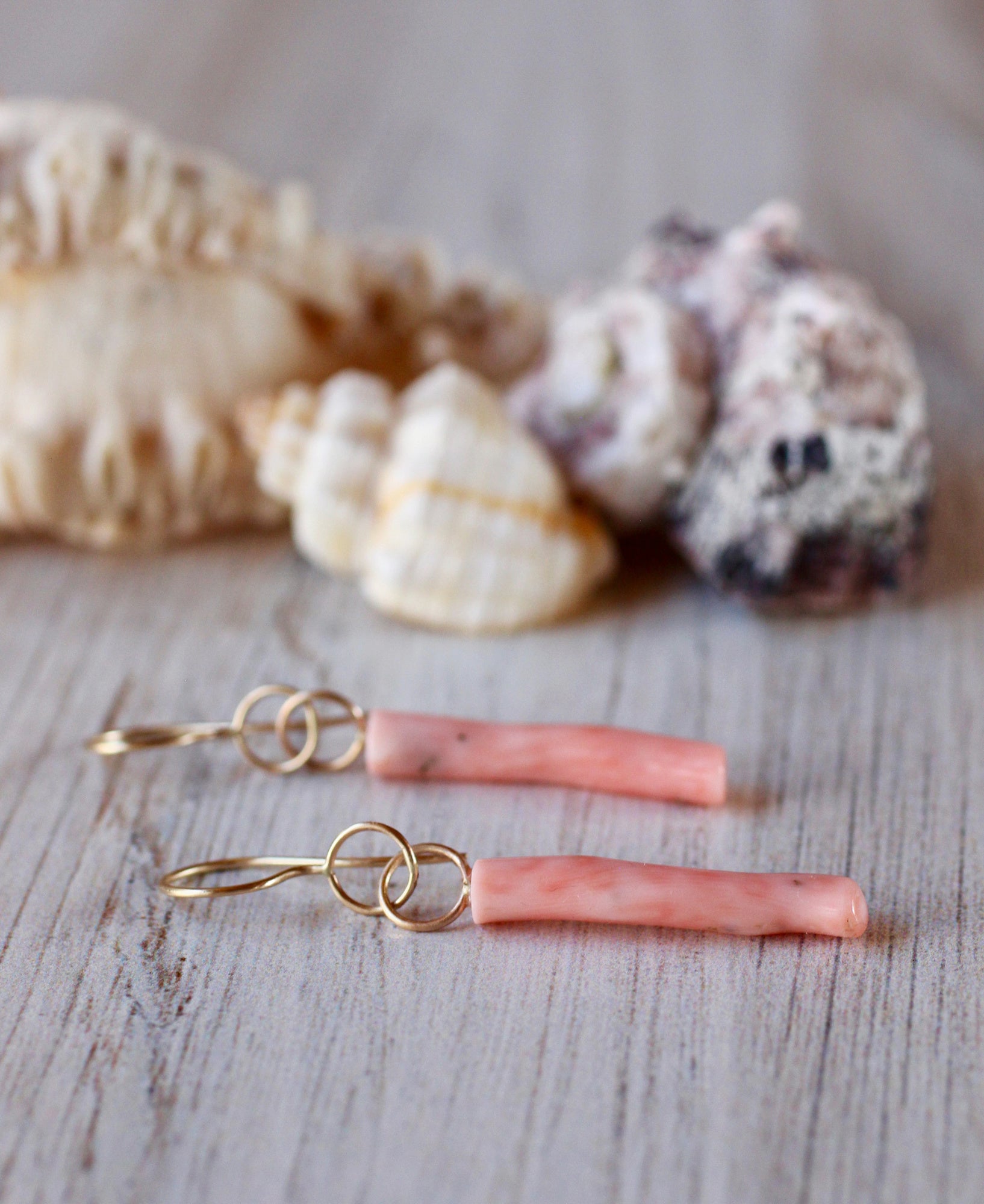 Vintage Coral & Recycled 14k Gold Earrings