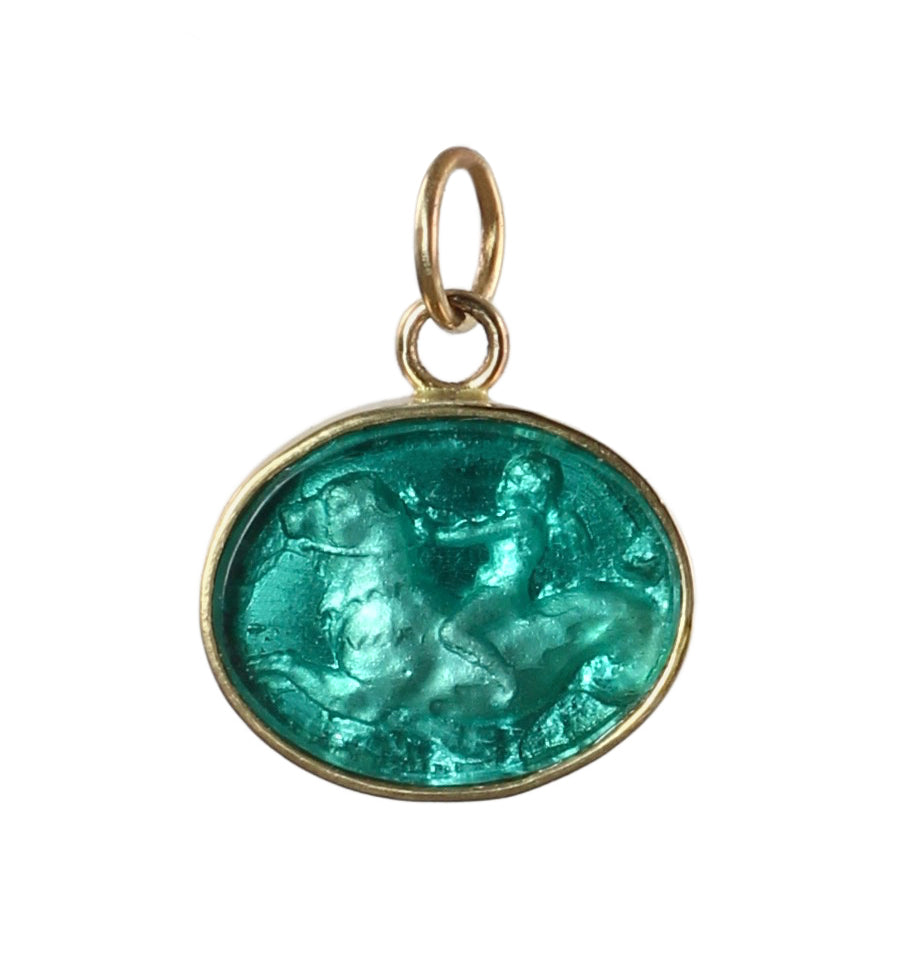 Cupid Riding a Sea Creature Intaglio Charm