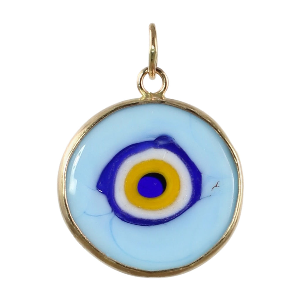 Murano Glass Evil Eye Charm in 14k Gold in Blue - Limited Edition