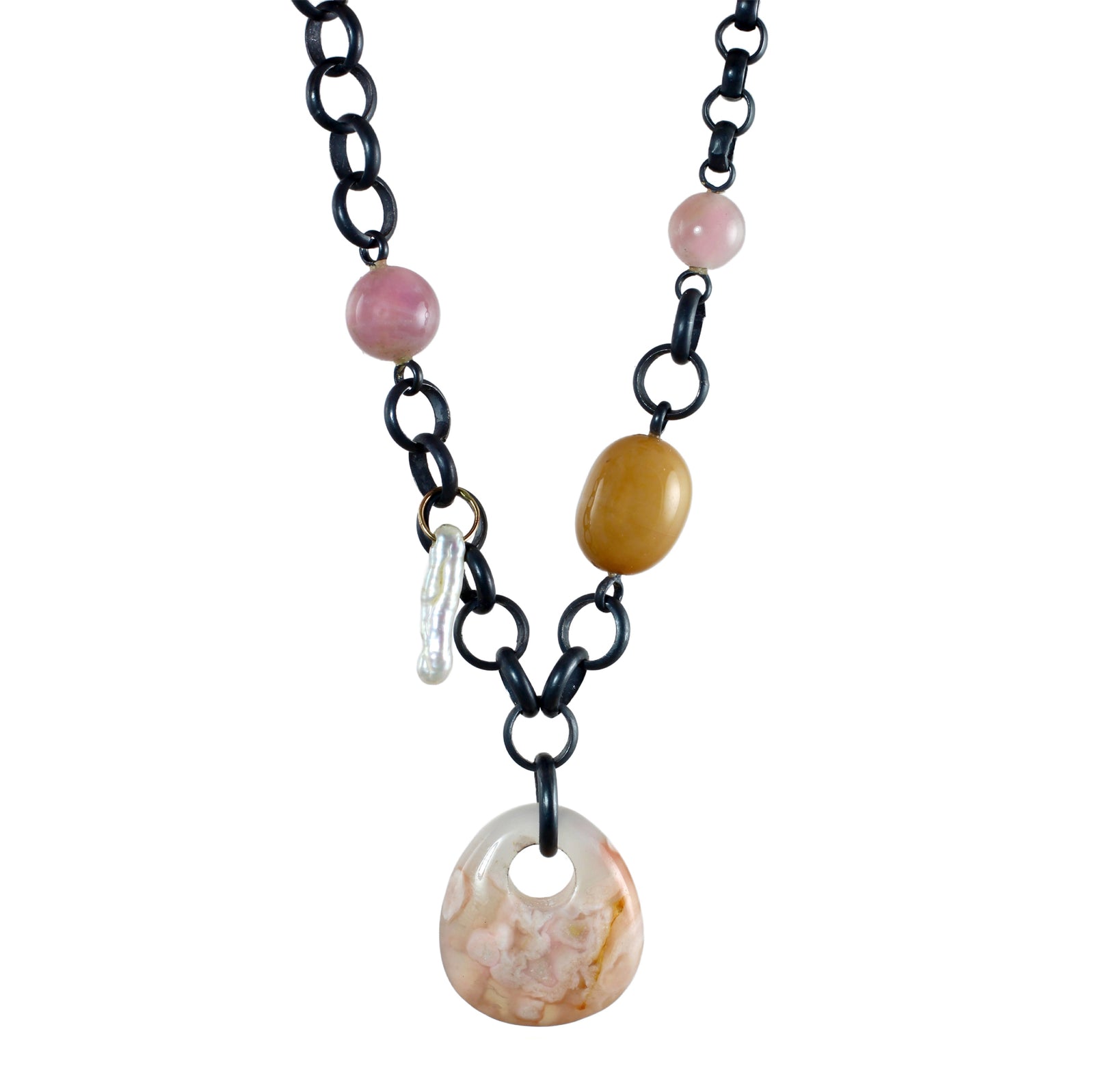 Flower Agate & Friends Necklace with 14k Gold