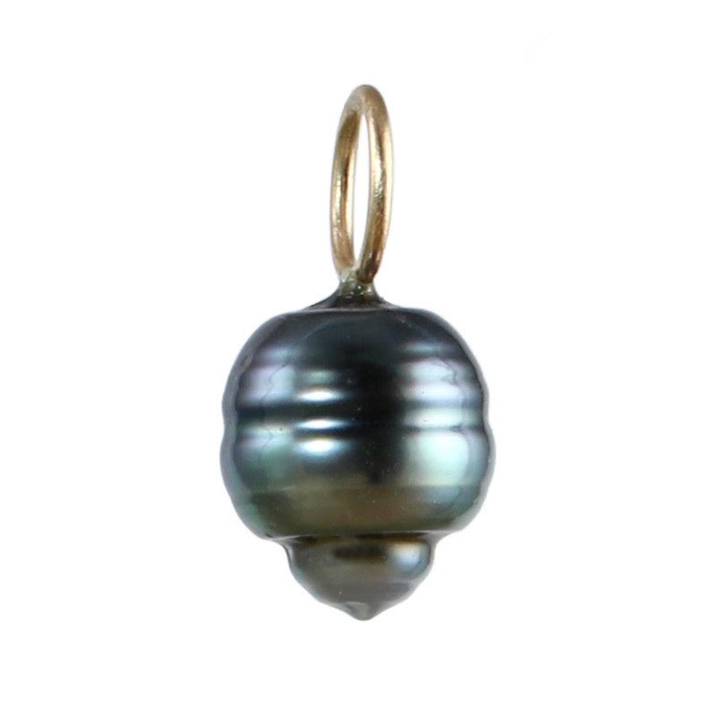 Banded Tahitian Pearl Charm in 14k Gold