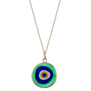 Murano Glass Evil Eye Charm in 14k Gold in Green - Limited Edition