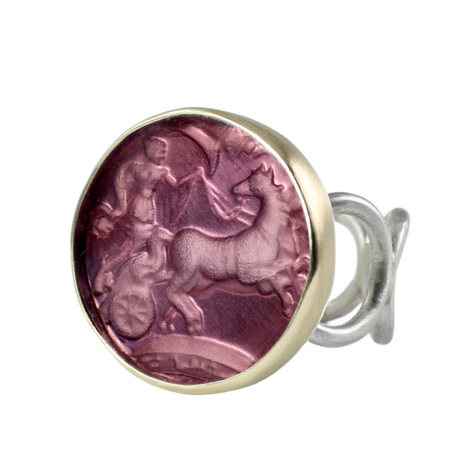 Aurora Intaglio Ring in Sterling Silver & 14k Gold