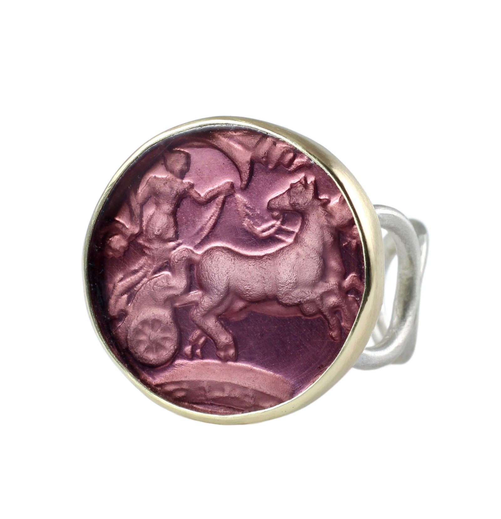 Aurora Intaglio Ring in Sterling Silver & 14k Gold