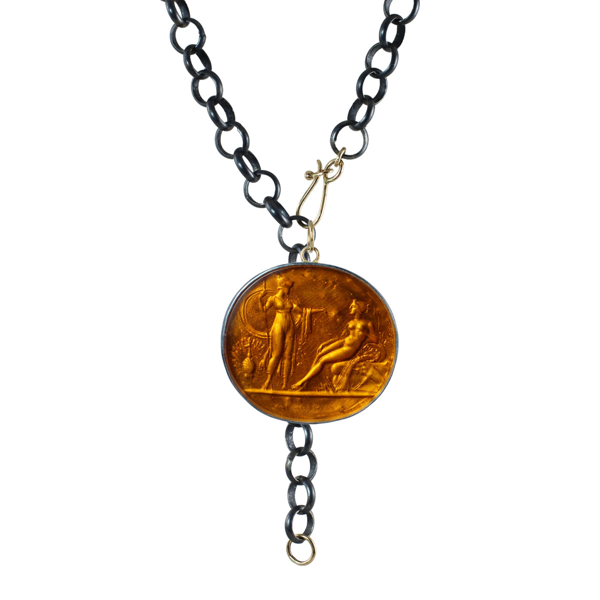 Juno & Juturna Venetian Glass Intaglio Pendant with 14k Gold