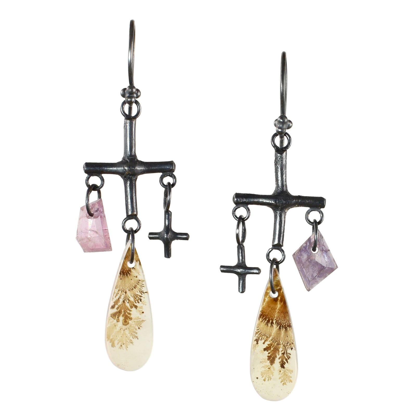 Dendritic Agate & Spinel Luminary Earrings