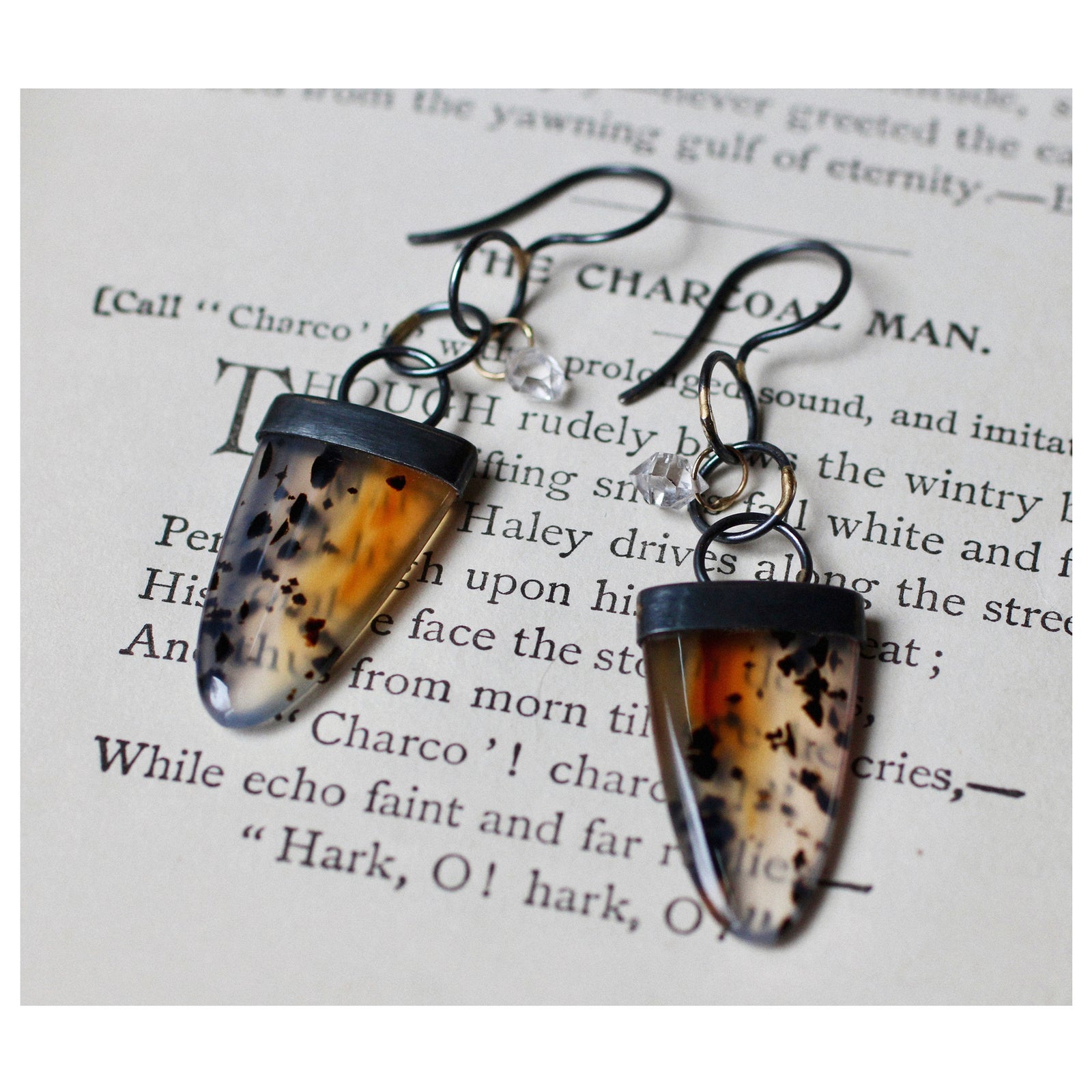 Montana Agate & Herkimer Earrings with 14k