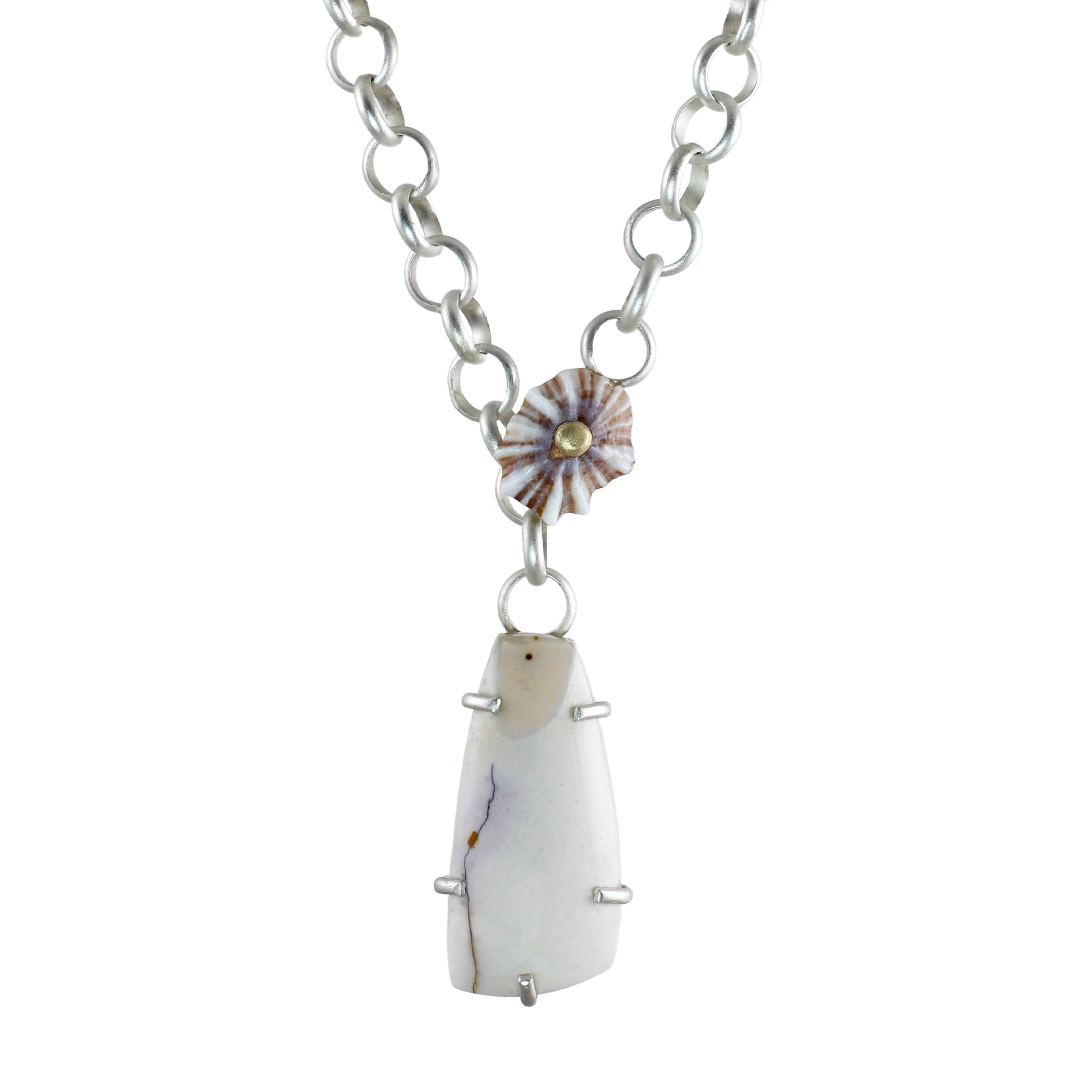 Mookaite & Limpet Shell Necklace with 14k Gold