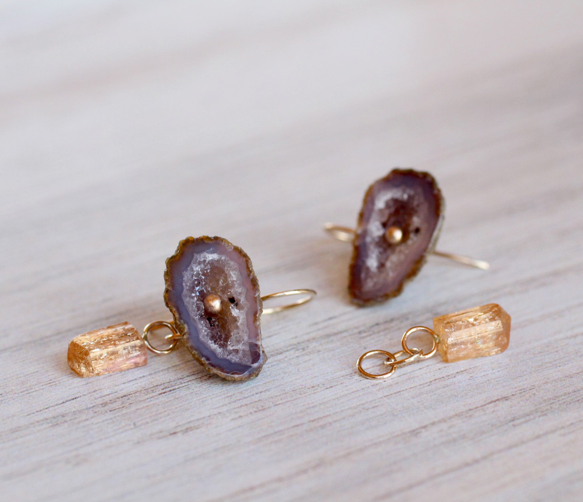 Evil Eye Geode & Topaz Crystal Convertible Earrings in 14k Gold