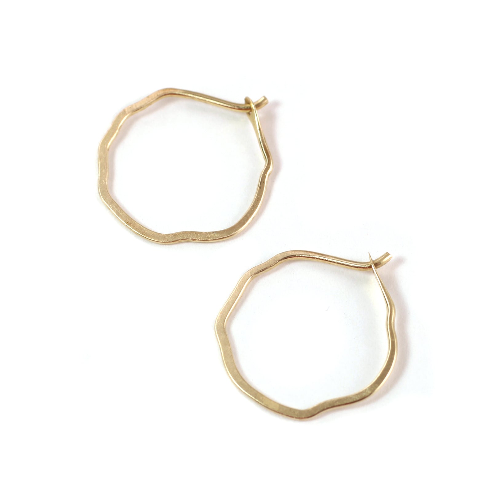 Organic Mini Hoop Earrings in 14k Gold